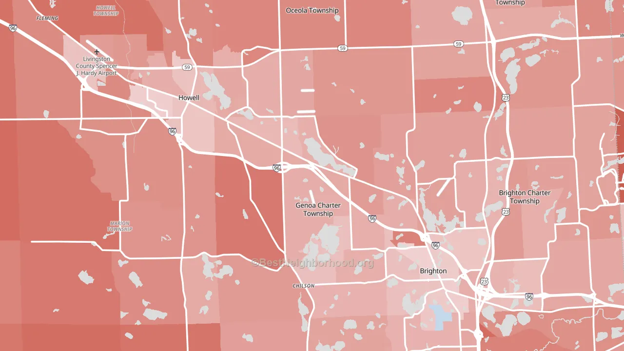 Livingston County, MI block-group political-lean map