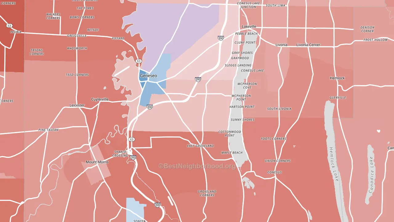 Livingston County, NY block-group political-lean map