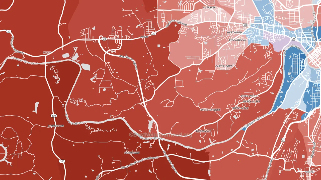 Livingston, GA block-group political-lean map
