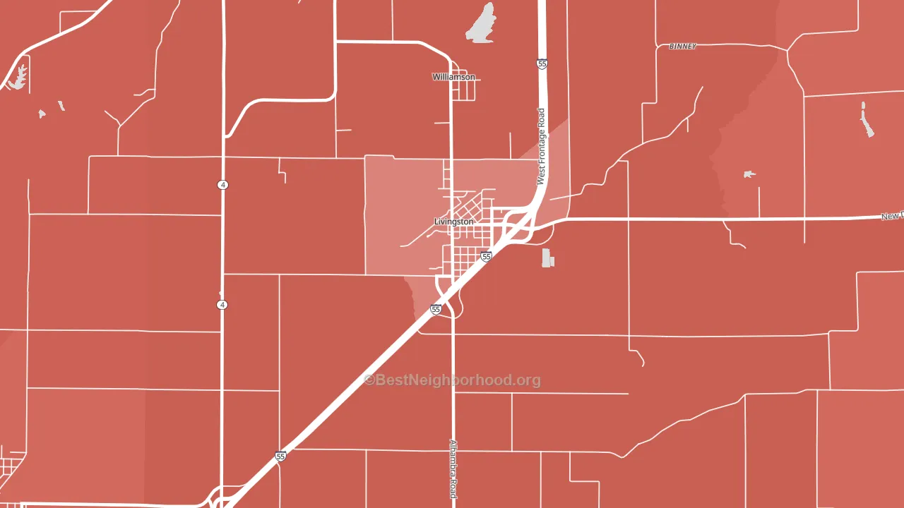 Livingston, IL block-group political-lean map