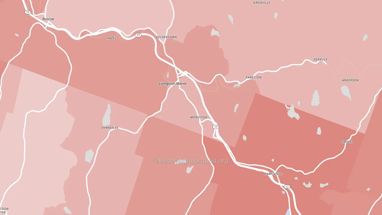 Livingston Manor, NY block-group political-lean map