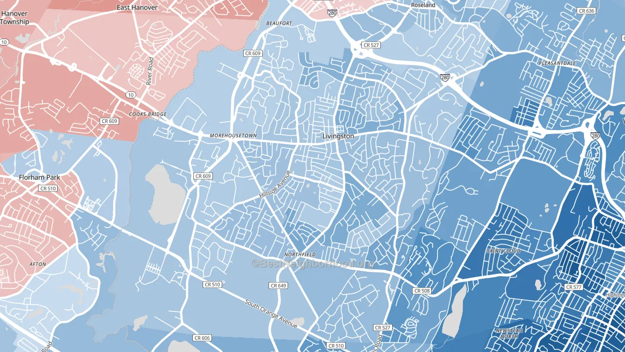 Livingston, NJ block-group political-lean map