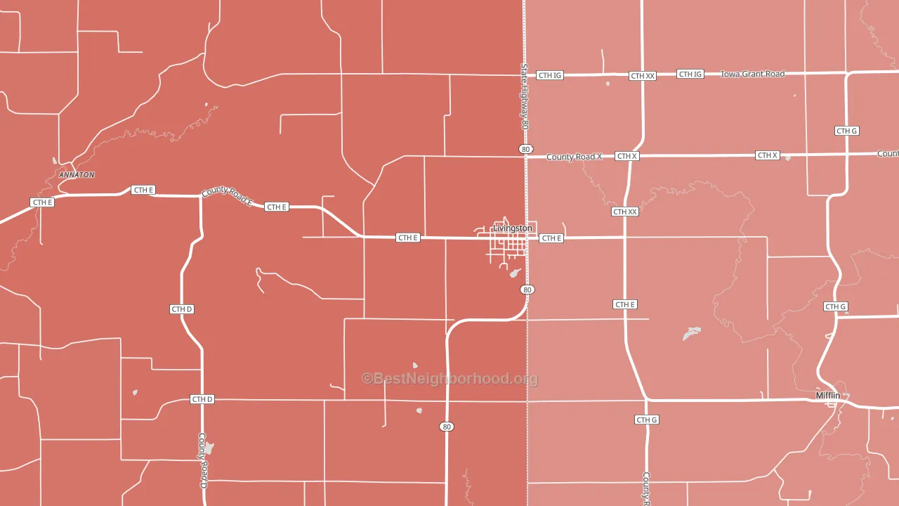 Livingston, WI block-group political-lean map