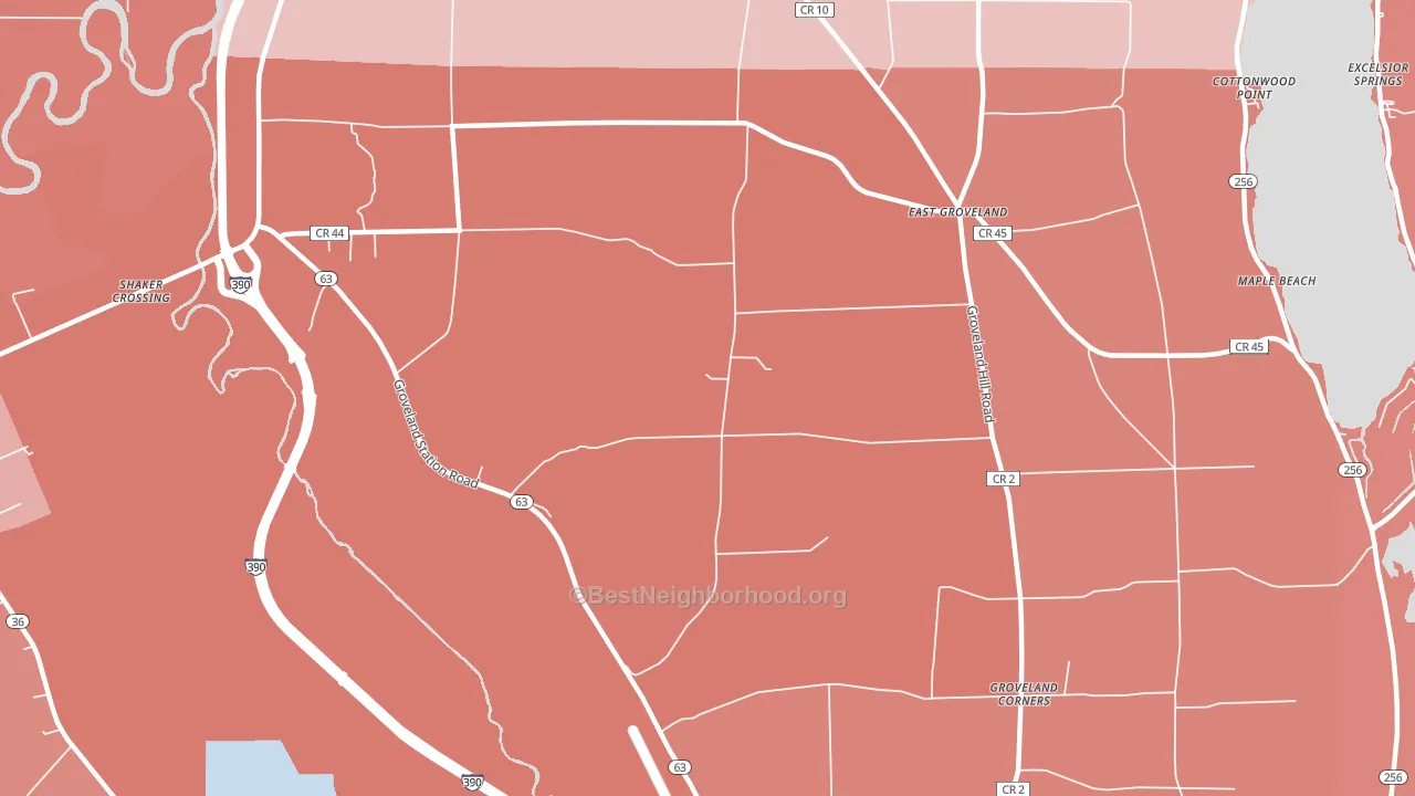 Livonia Center, NY block-group political-lean map