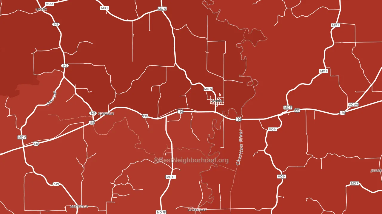 Livonia, MO block-group political-lean map