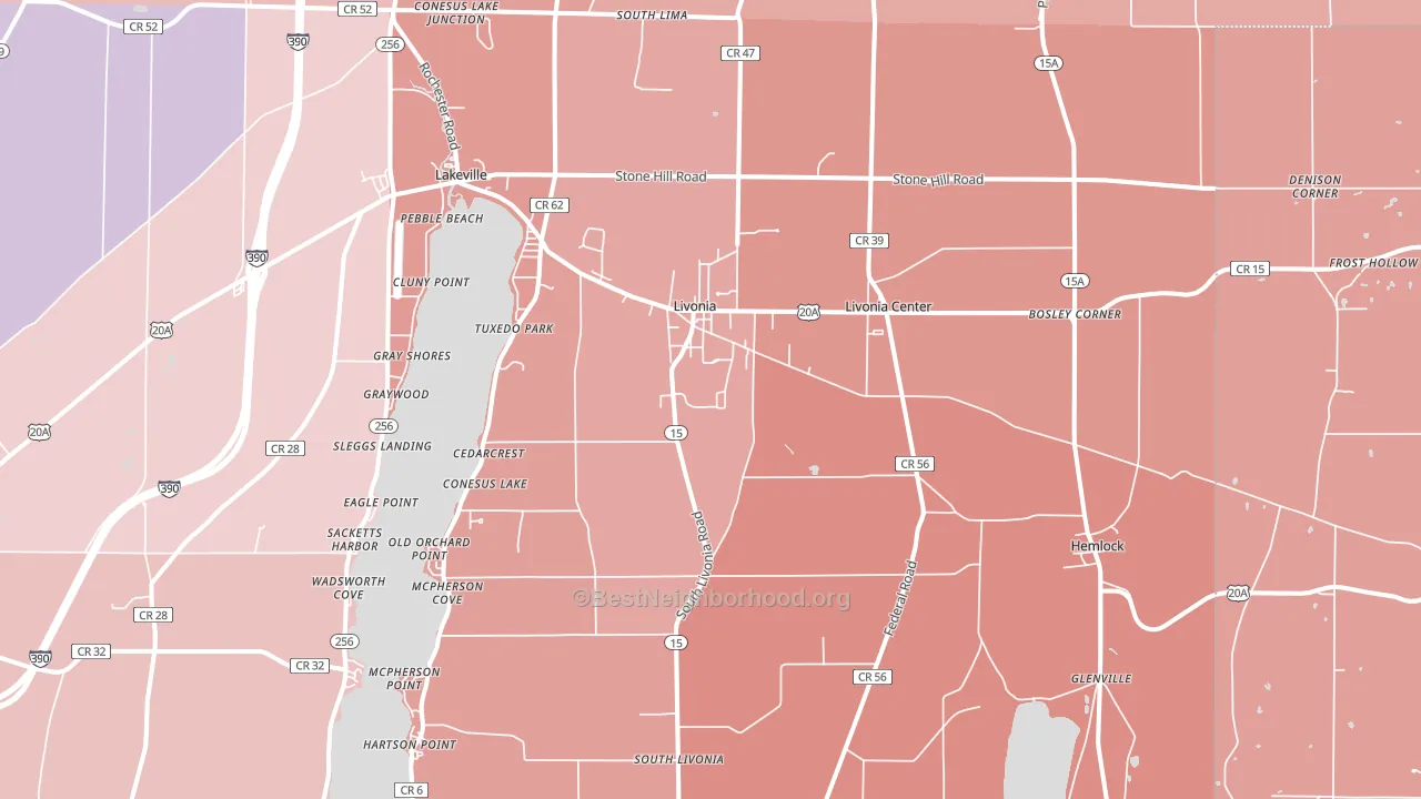 Livonia, NY block-group political-lean map