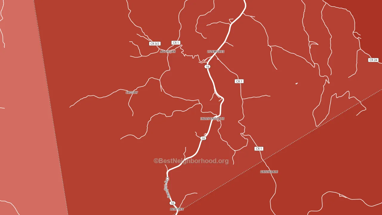 Lizemores, WV block-group political-lean map