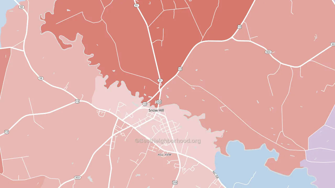 Lizzie, NC block-group political-lean map