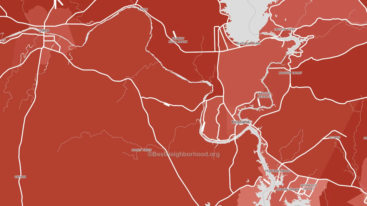 Llano County, TX block-group political-lean map