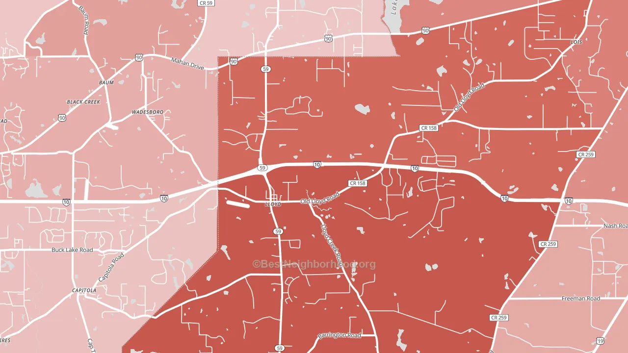 Lloyd, FL block-group political-lean map