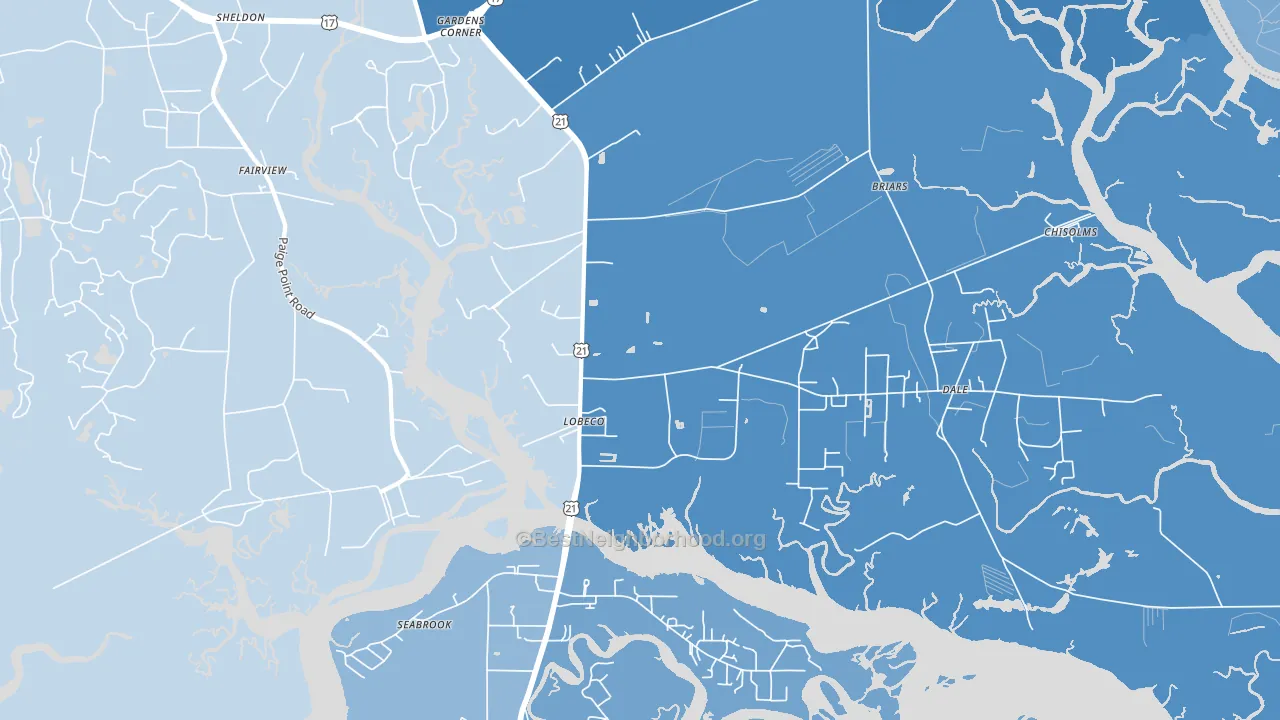 Lobeco, SC block-group political-lean map