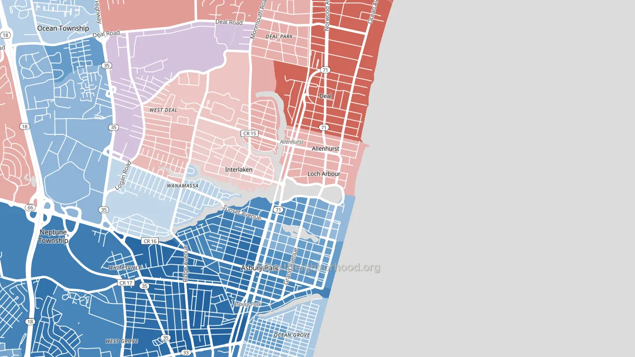 Loch Arbour, NJ block-group political-lean map