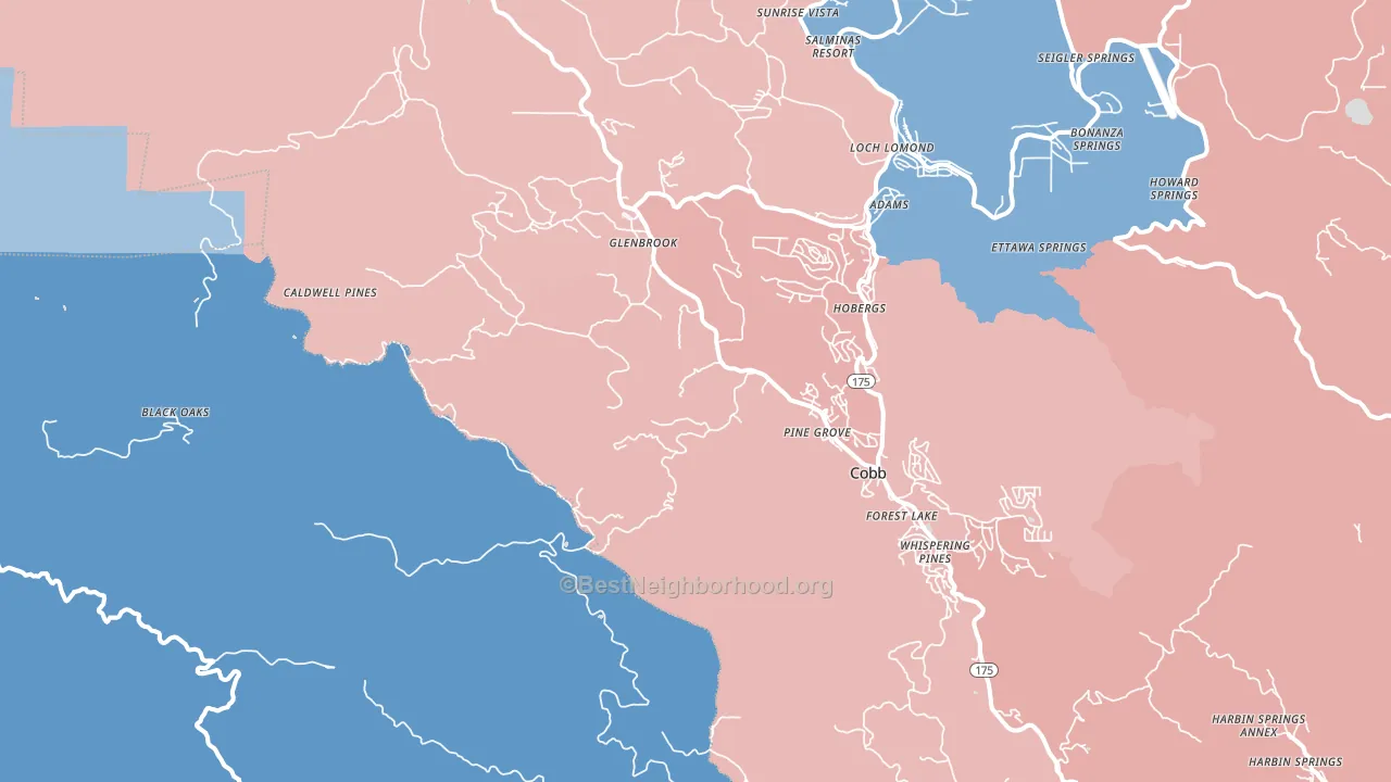 Loch Lomond, CA block-group political-lean map