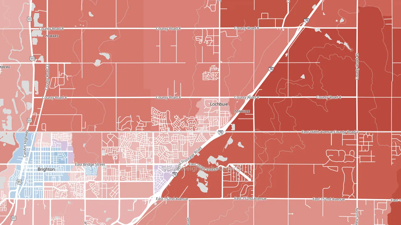 Lochbuie, CO block-group political-lean map