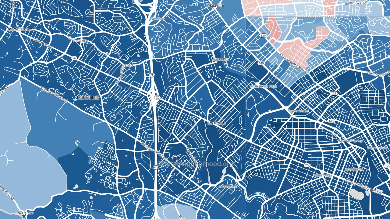Lochearn, MD block-group political-lean map