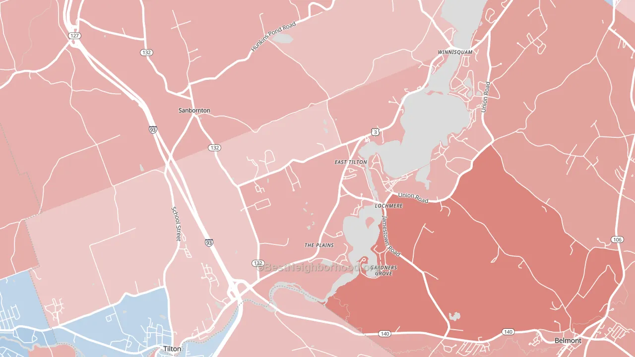 Lochmere, NH block-group political-lean map