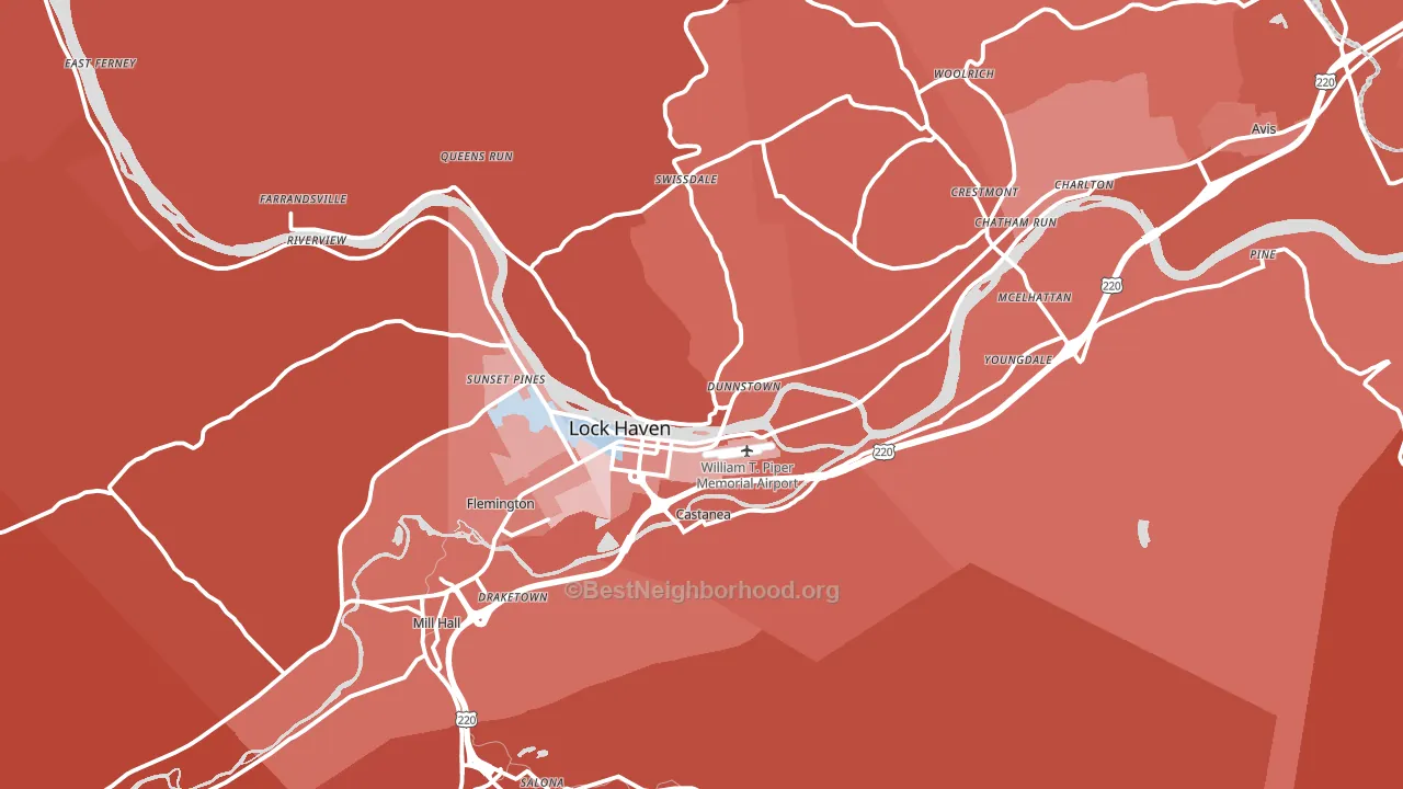 Lock Haven, PA block-group political-lean map