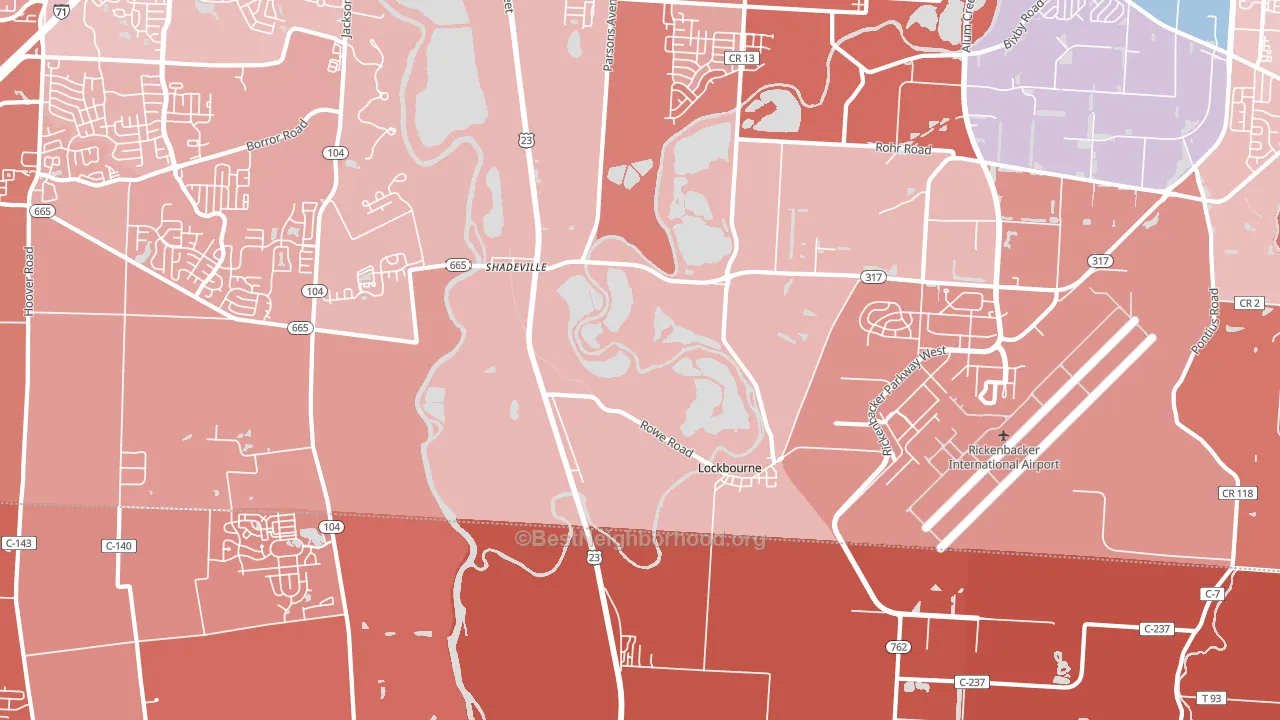 Lockbourne, OH block-group political-lean map