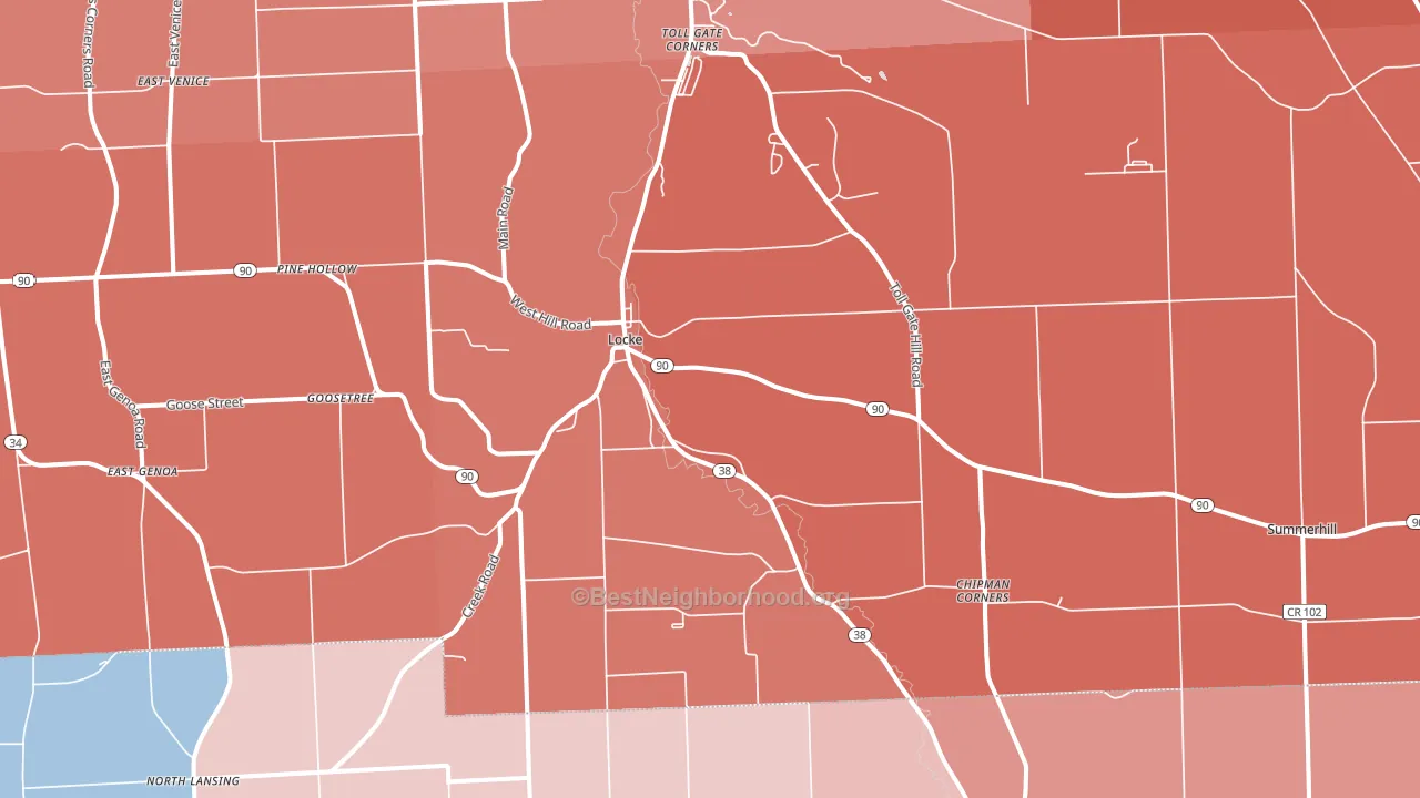 Locke, NY block-group political-lean map