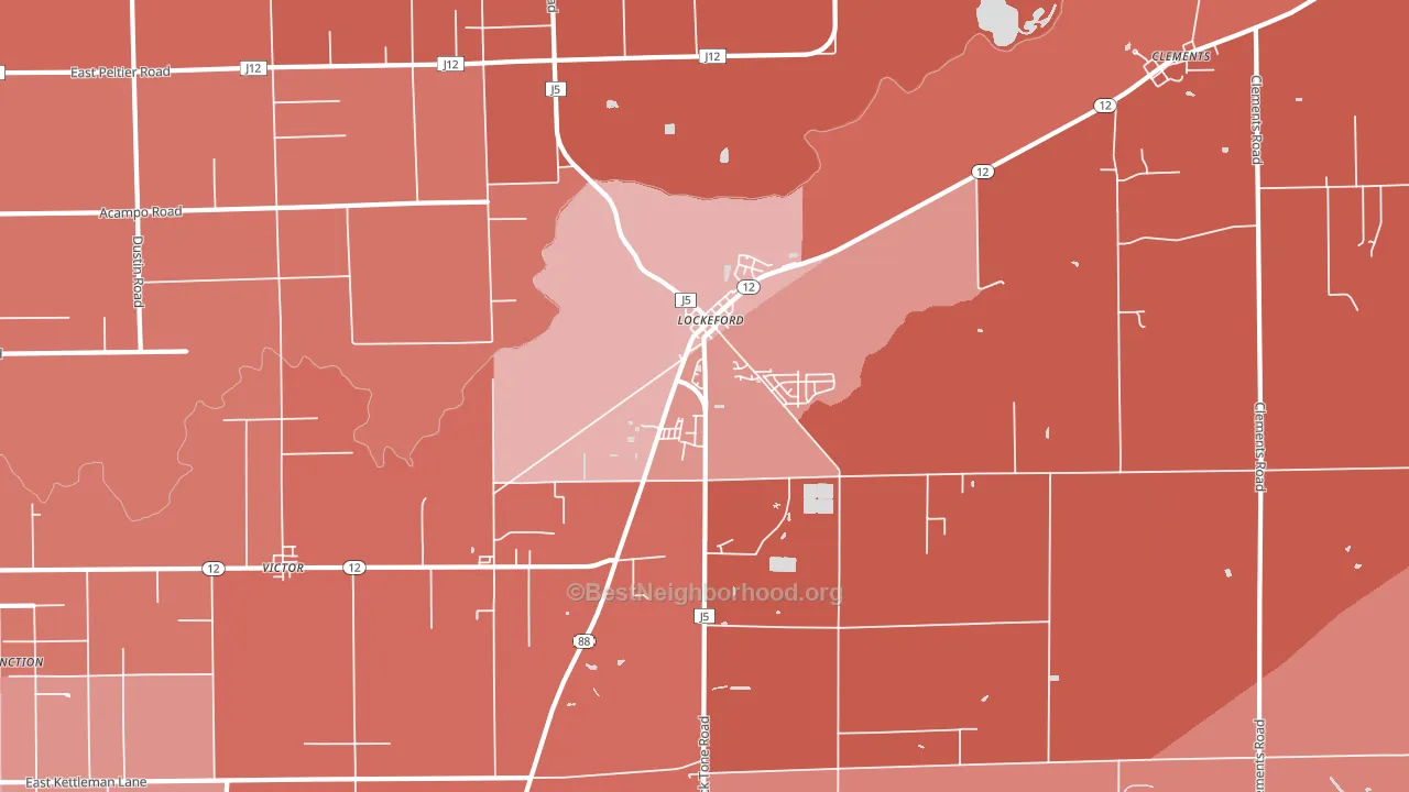 Lockeford, CA block-group political-lean map