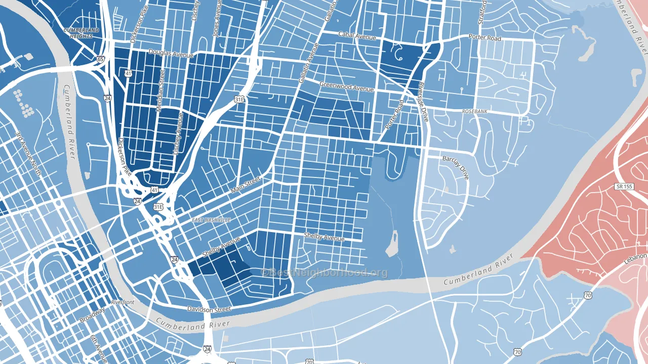 Lockeland Springs, Nashville, TN block-group political-lean map