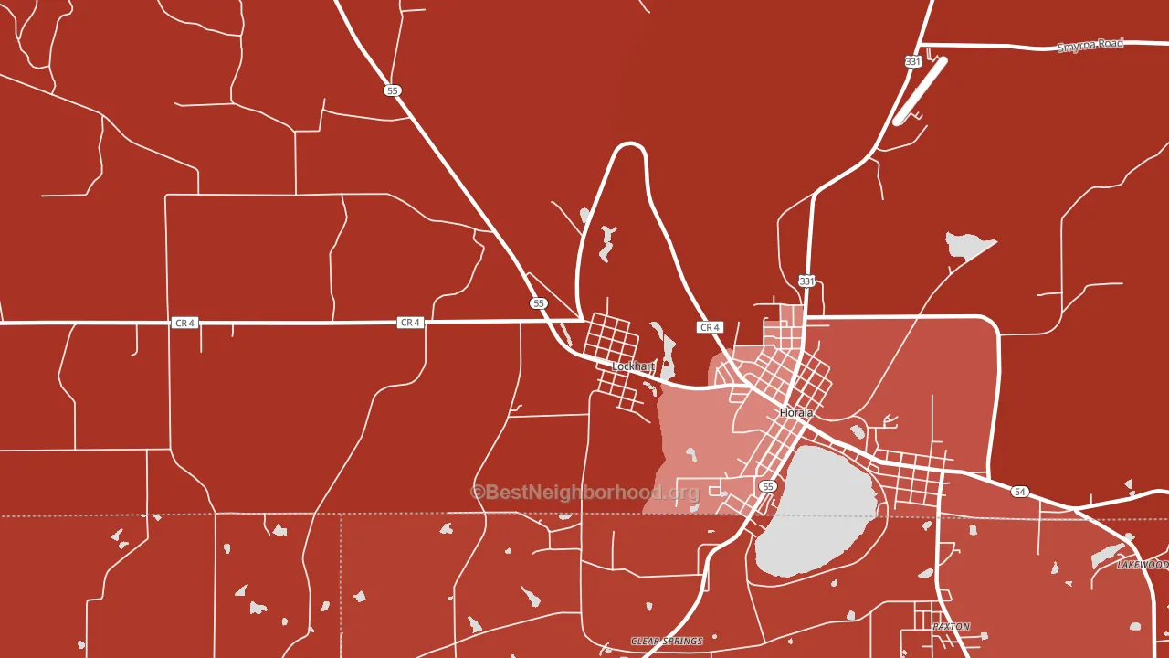 Lockhart, AL block-group political-lean map