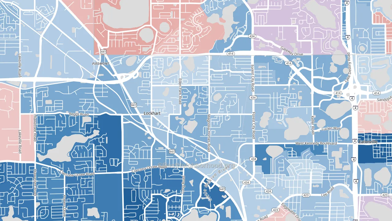 Lockhart, FL block-group political-lean map