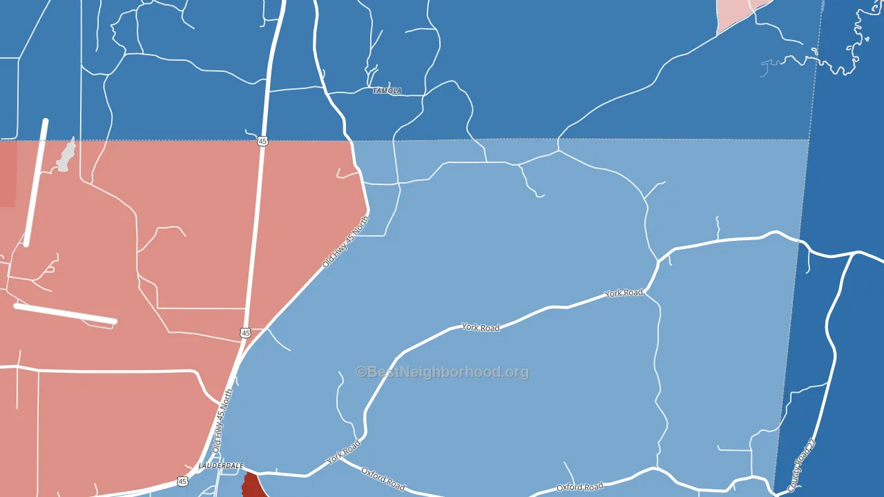 Lockhart, MS block-group political-lean map