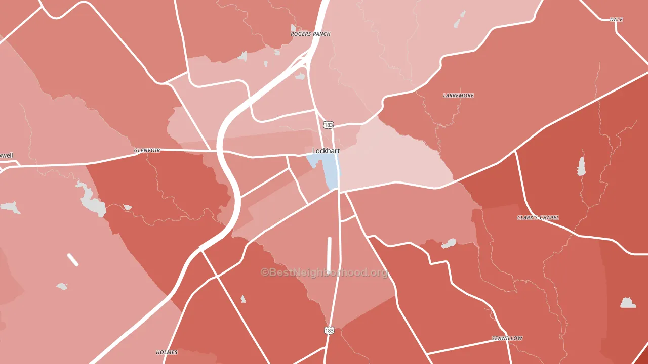 Lockhart, TX block-group political-lean map