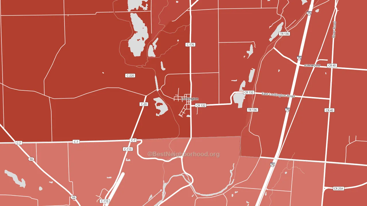 Lockington, OH block-group political-lean map