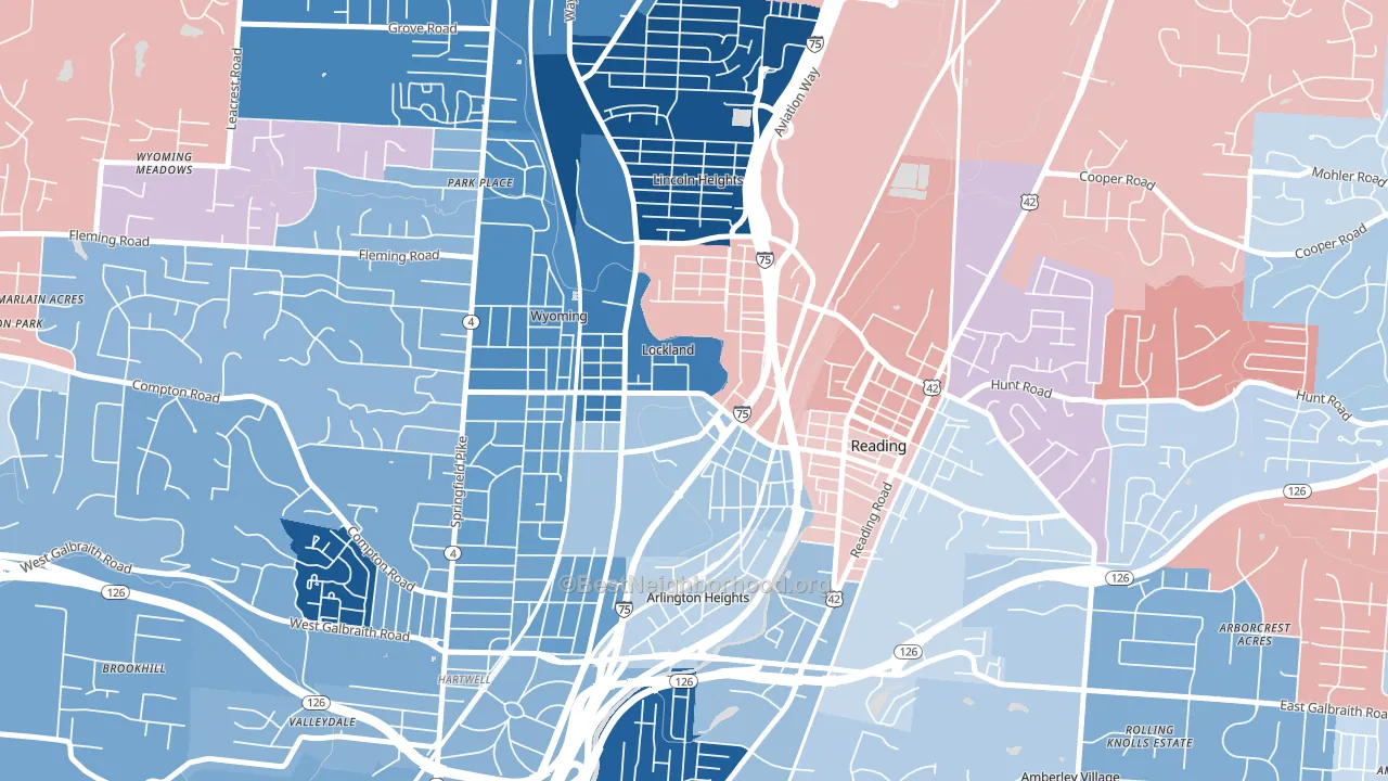 Lockland, OH block-group political-lean map