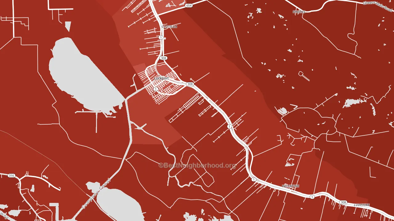 Lockport, LA block-group political-lean map