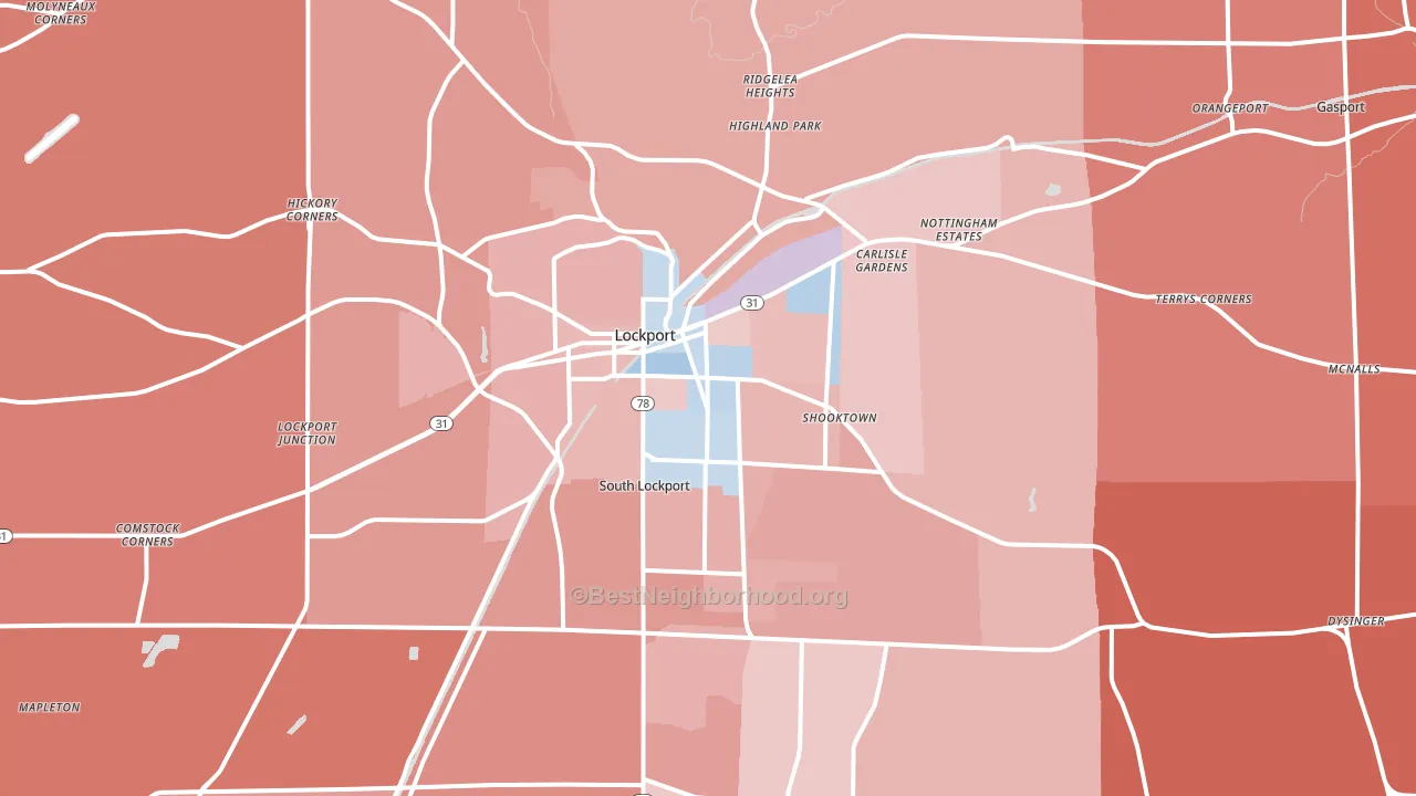 Lockport, NY block-group political-lean map