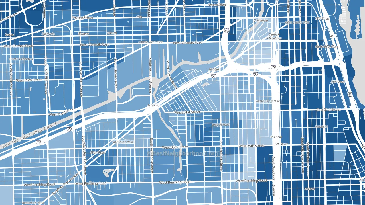 Locks, Chicago, IL block-group political-lean map