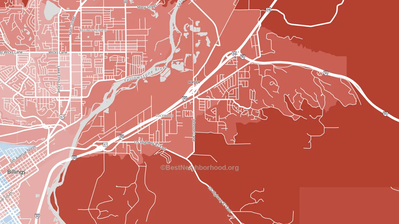 Lockwood, MT block-group political-lean map