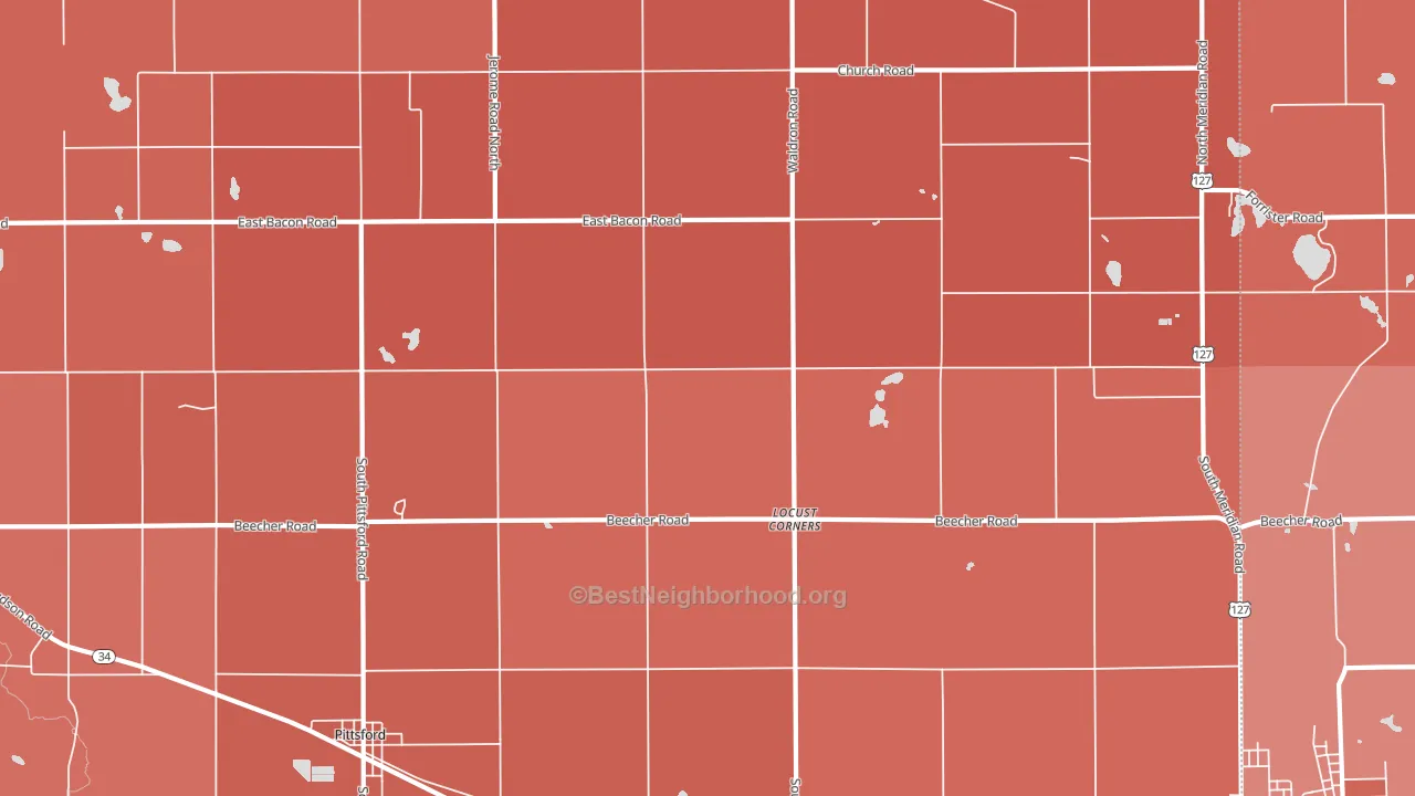 Locust Corners, MI block-group political-lean map