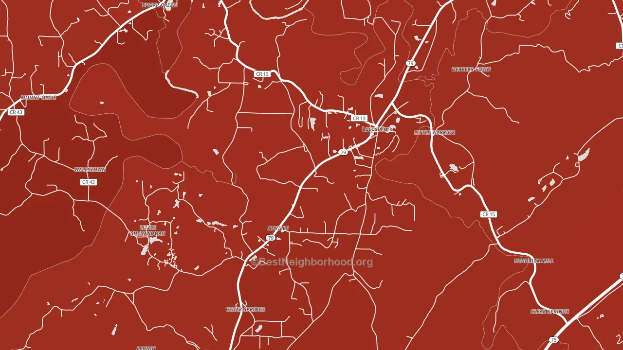 Locust Fork, AL block-group political-lean map