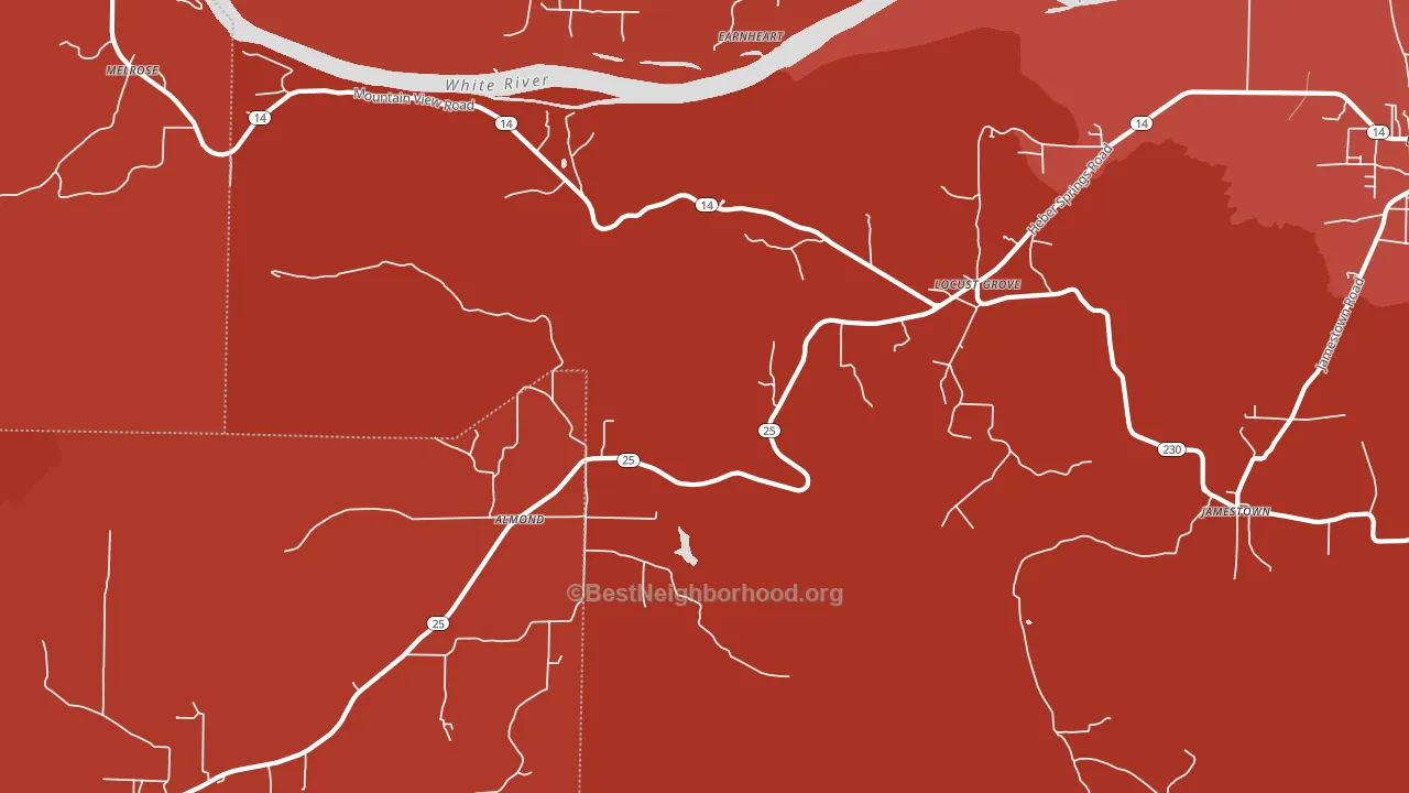 Locust Grove, AR block-group political-lean map