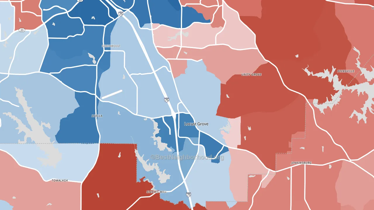 Locust Grove, GA block-group political-lean map
