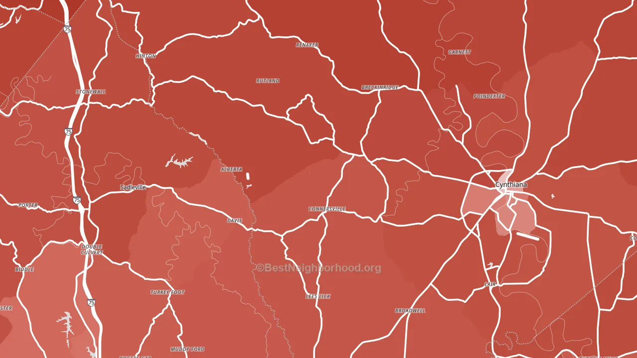 Locust Grove, KY block-group political-lean map