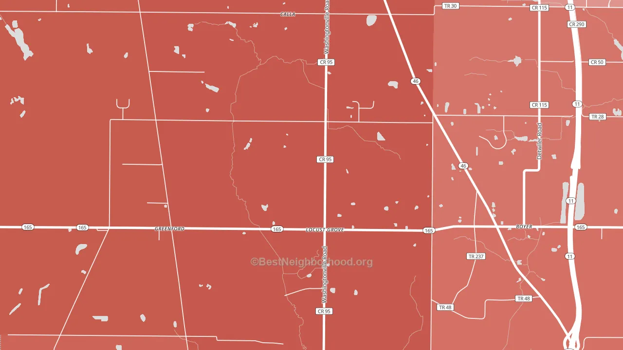 Locust Grove, OH block-group political-lean map