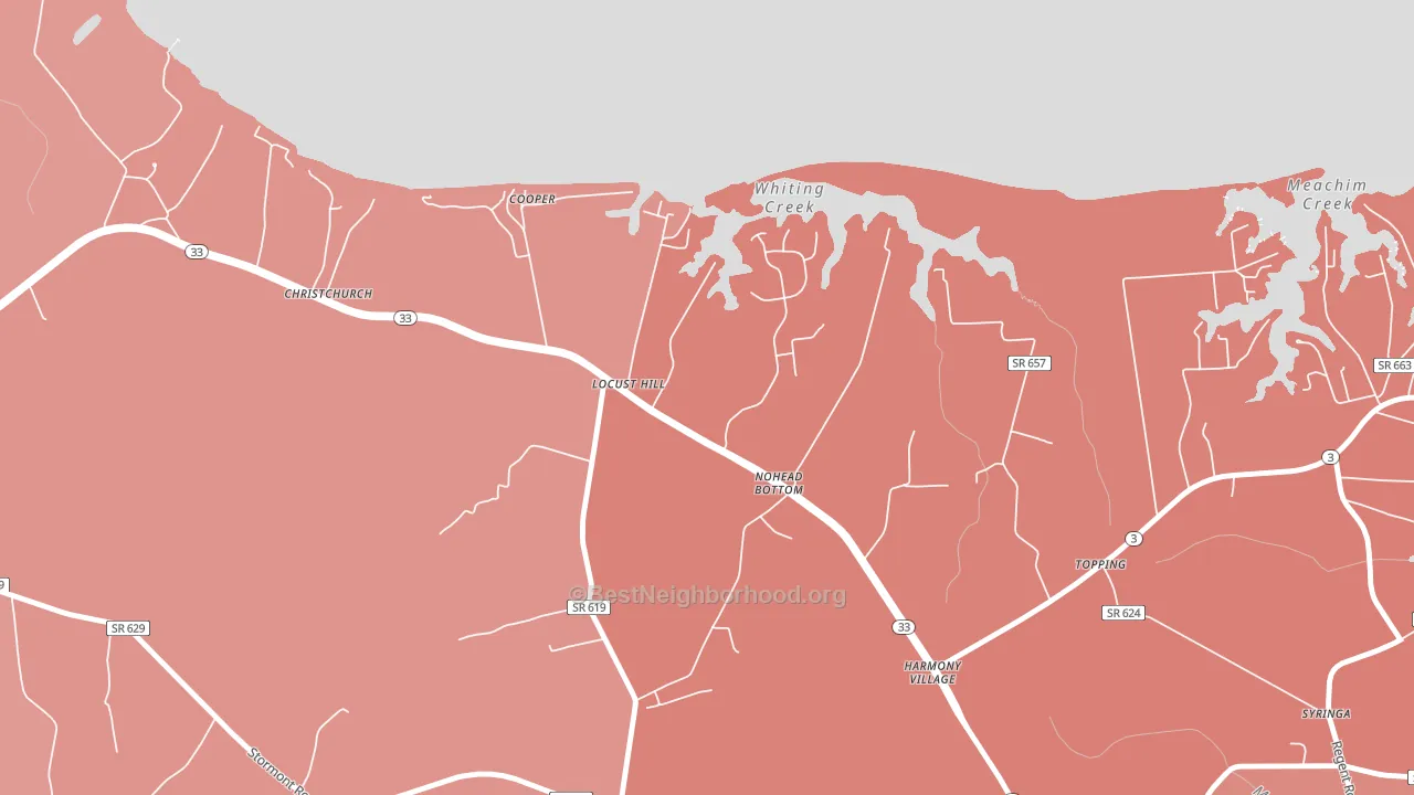 Locust Hill, VA block-group political-lean map