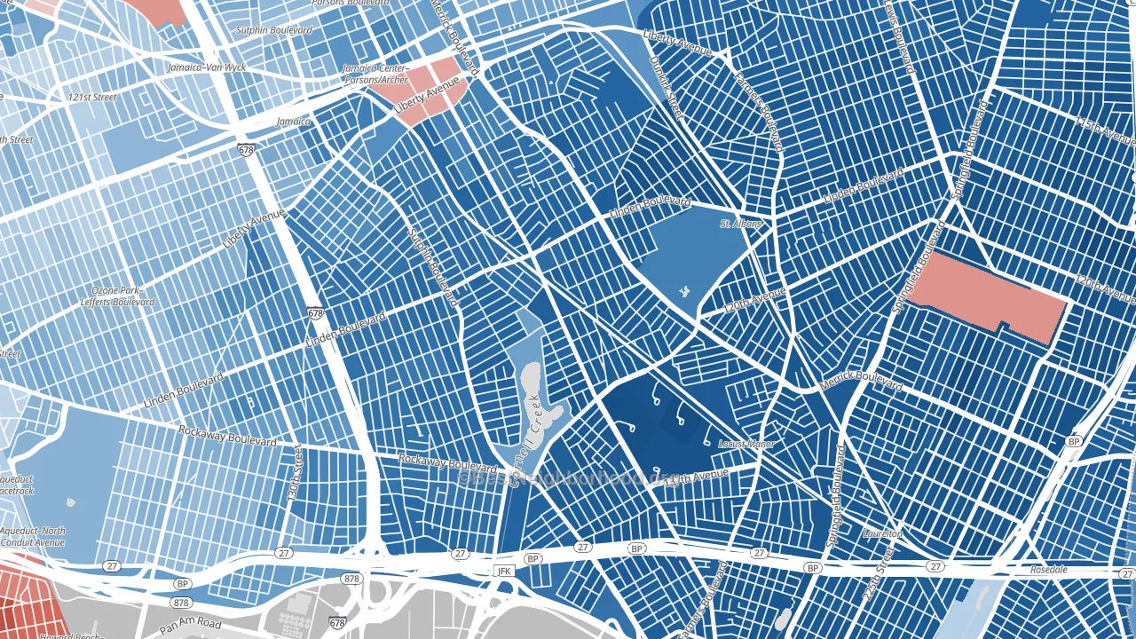 Locust Manor, Queens, NY block-group political-lean map