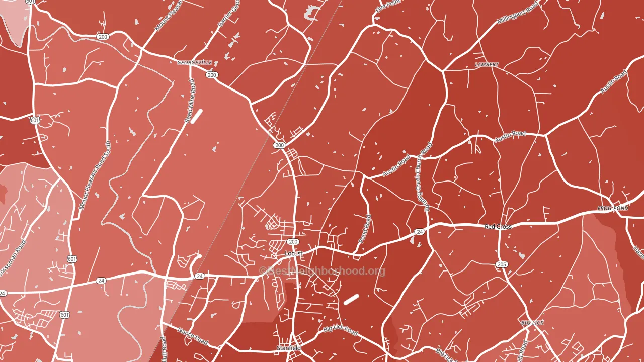 Locust, NC block-group political-lean map