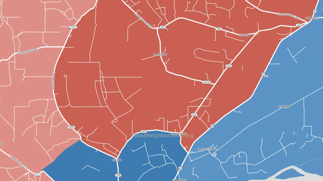 Locust Ridge, LA block-group political-lean map
