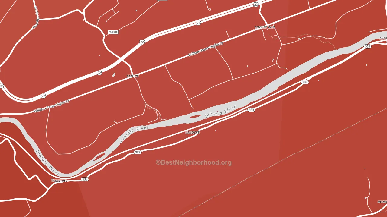 Locust Run, PA block-group political-lean map