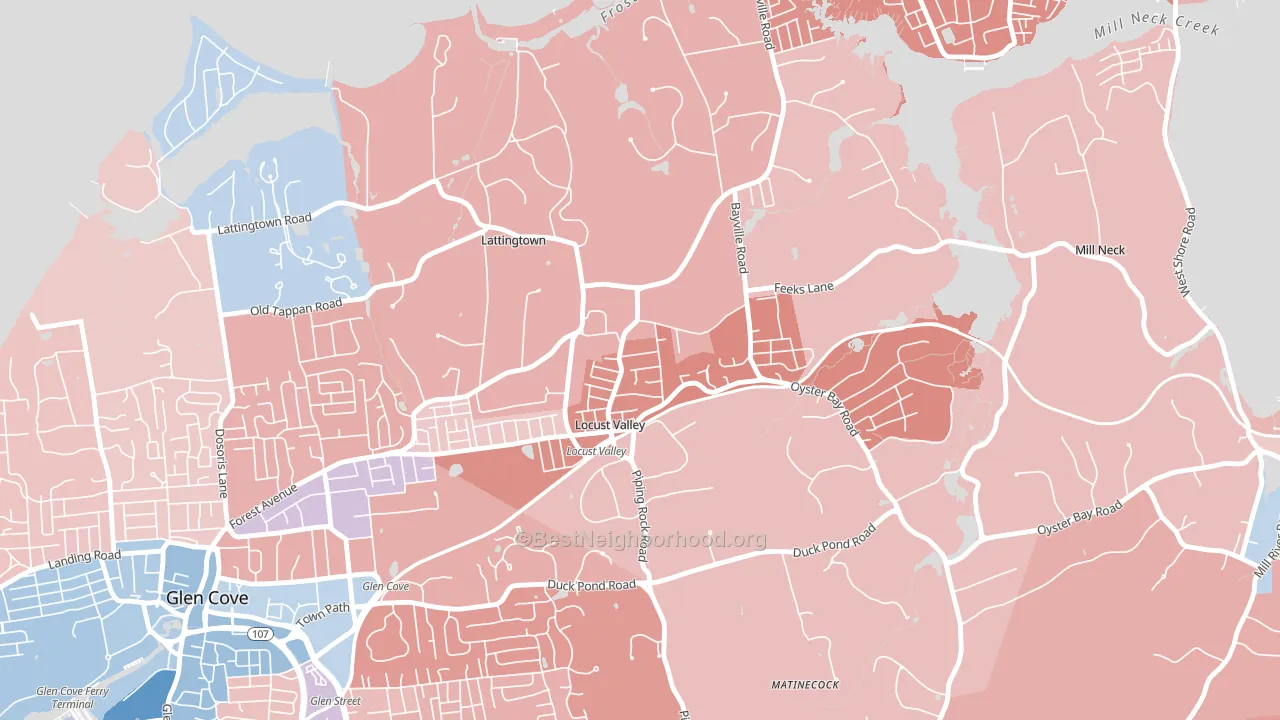 Locust Valley, NY block-group political-lean map