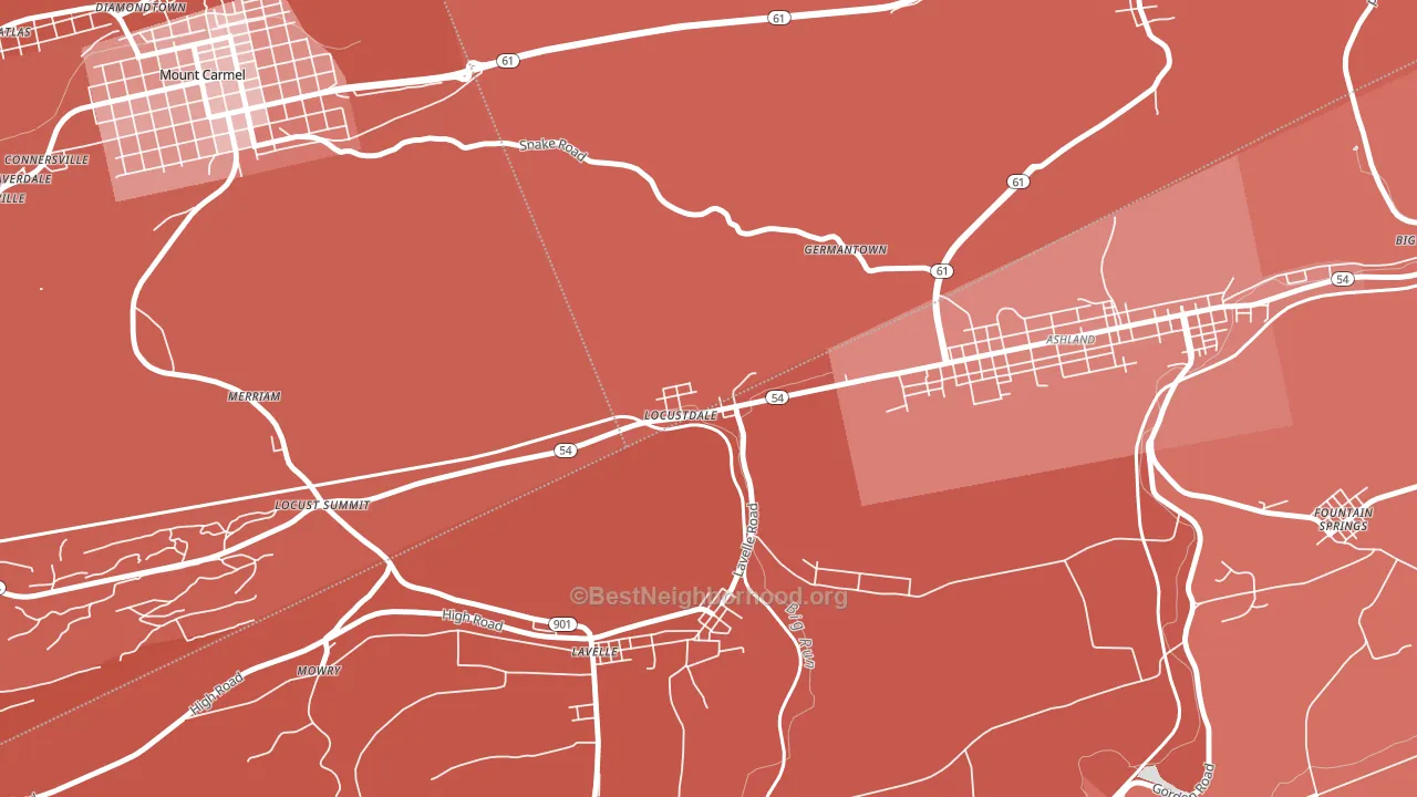 Locustdale, PA block-group political-lean map