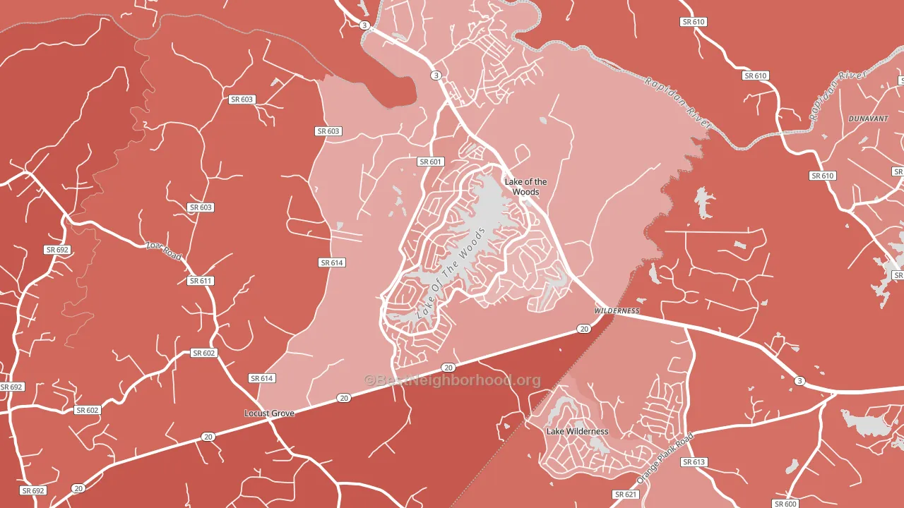 Locust Grove, VA block-group political-lean map