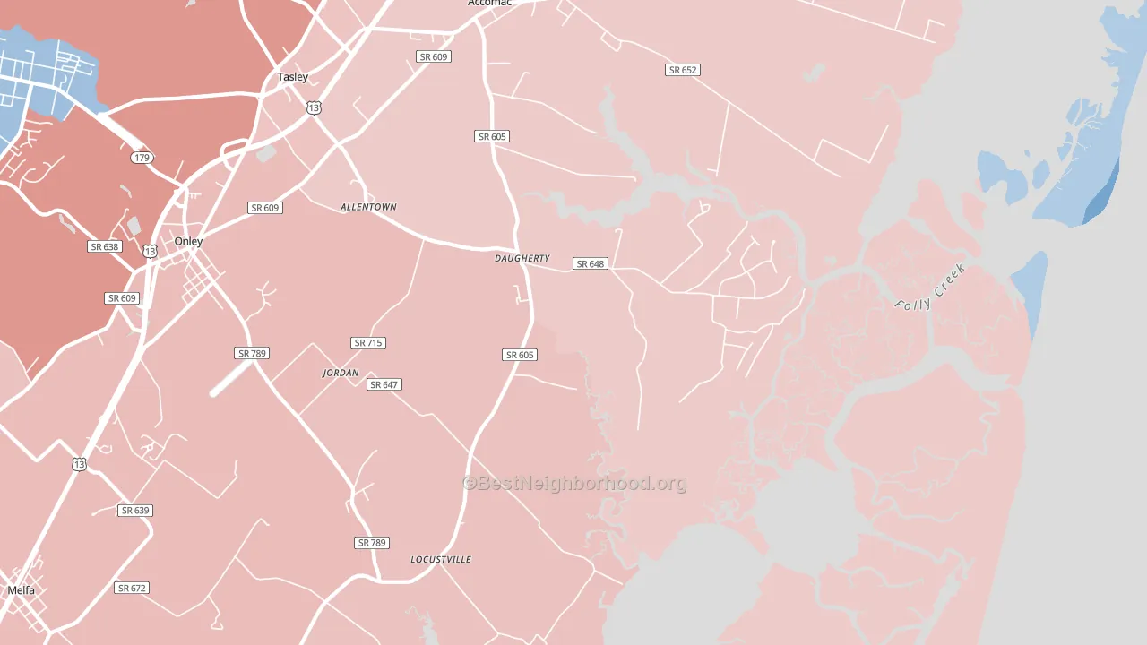 Locustville, VA block-group political-lean map